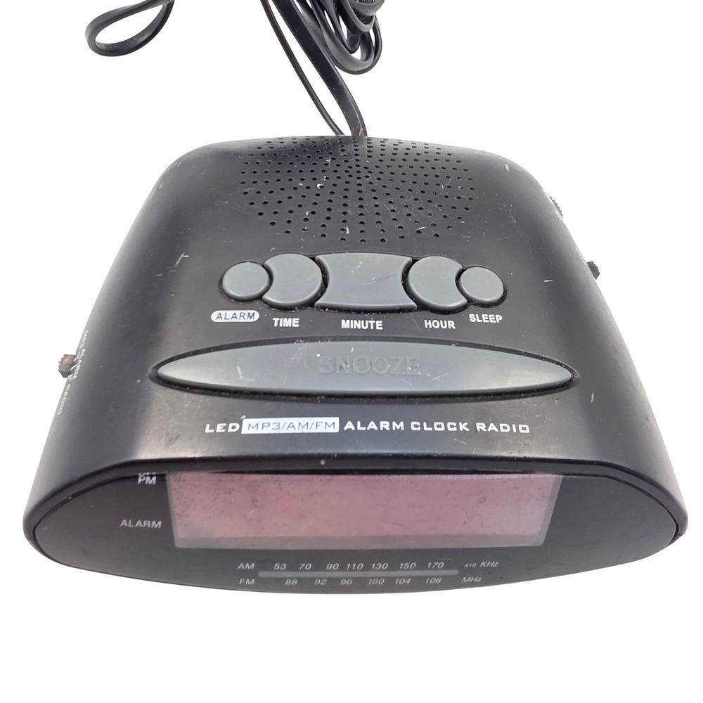 Pavy LED MP3 AM FM Alarm Clock Radio Black Digital Bedside Clock 0502A